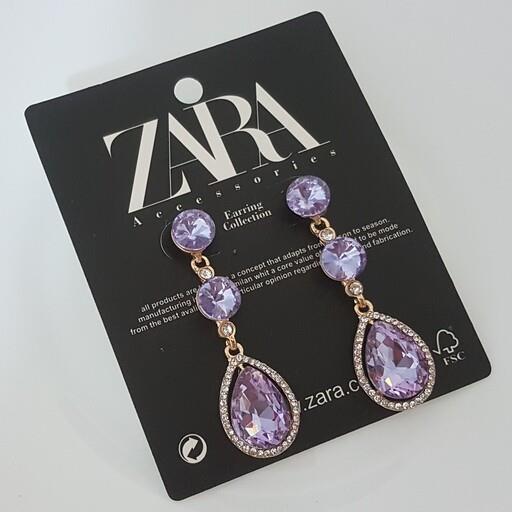گوشواره فشن ZARA طرح اشکی  نیلی